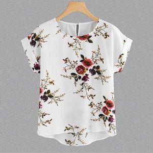 Tops - Floral Asymmetrical Hem Blouse - NWOT Tops - Floral Asymmetrical Hem Blouse - NWOT